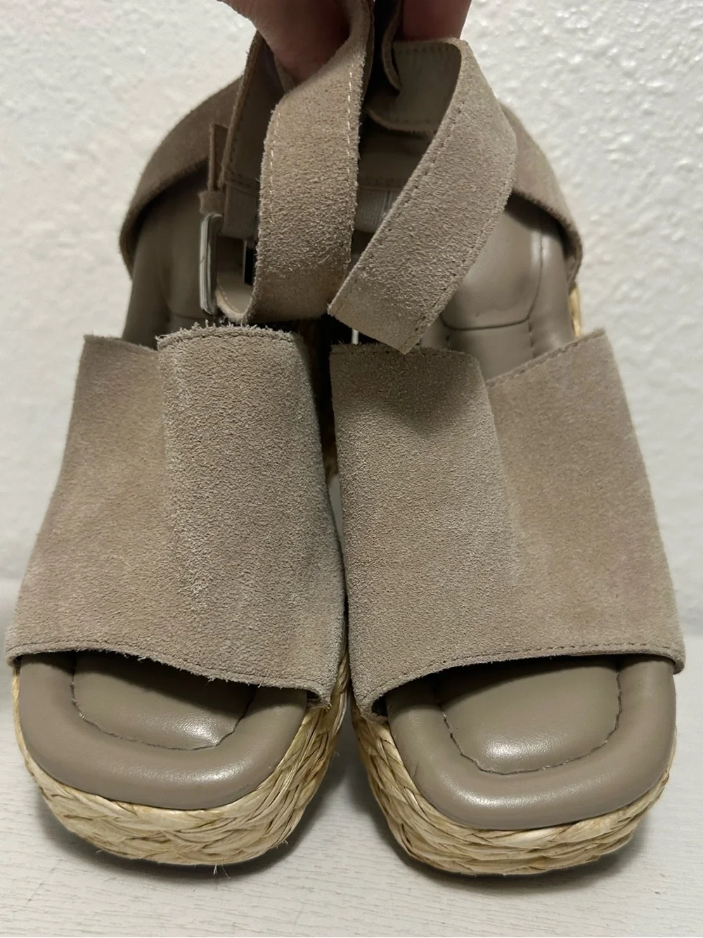Marc fisher Women’s Taupe Suede Espadrille Wedge Sandals - Picture 6 of 8